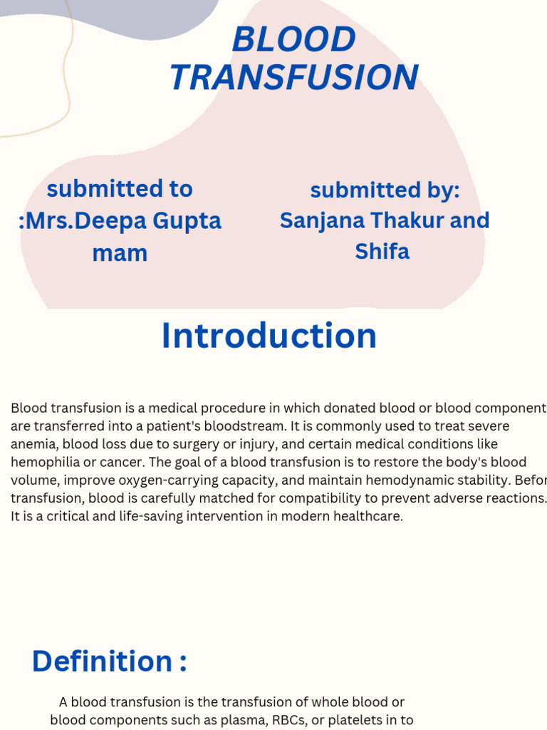 Blood Transfusion Procedures and Guidelines | PDF | Blood Plasma | Platelet