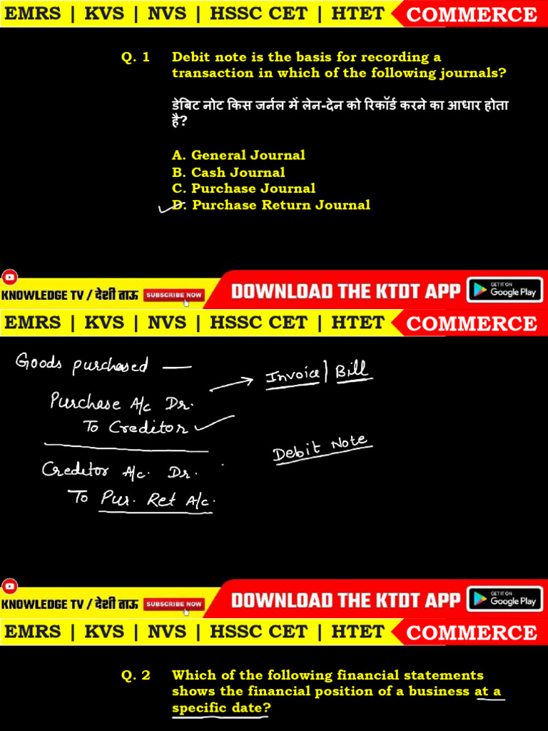Accounting Questions for EMRS & KVS Exams | PDF | Debits And Credits ...
