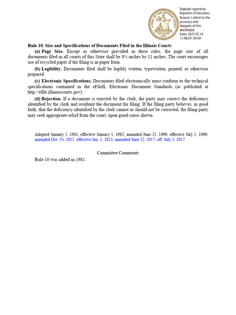 Illinois Court Document Specifications | PDF