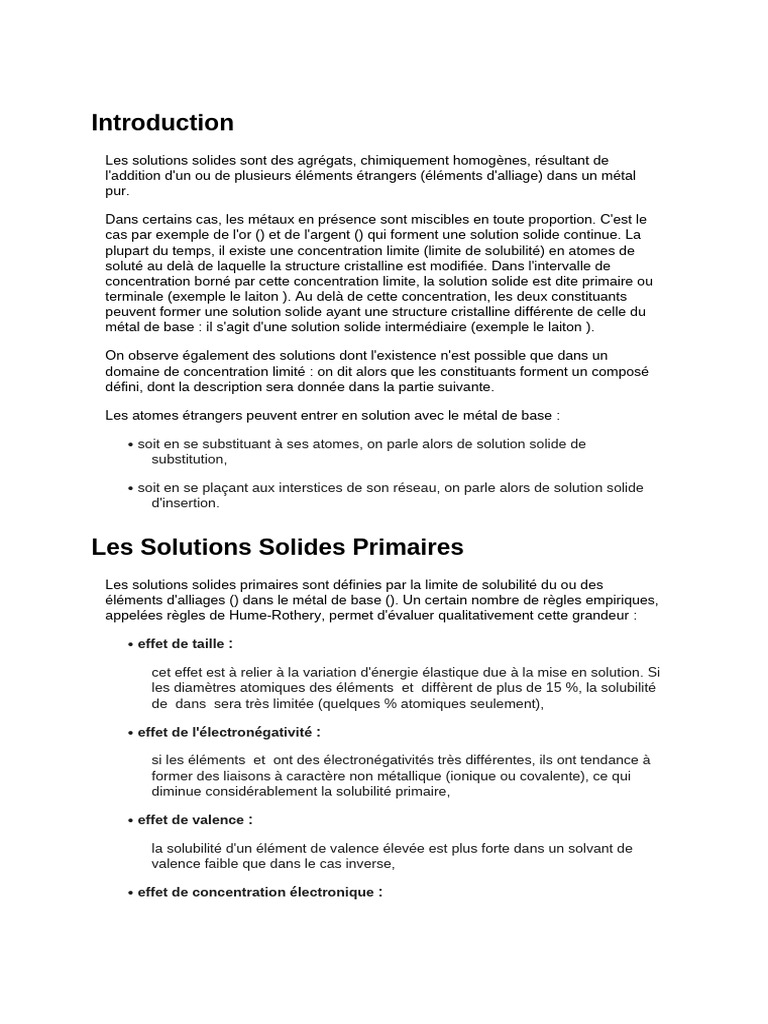 Solutions solides : types et caractéristiques | PDF | Métaux | Alliage