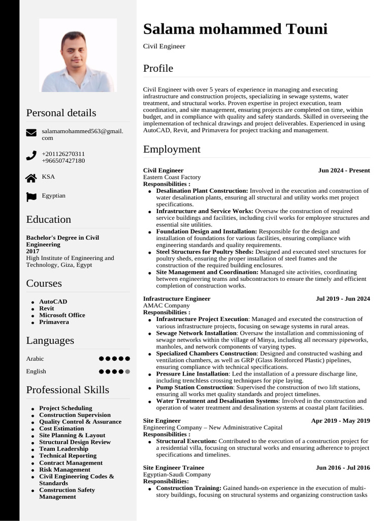 Civil Engineer Profile and Experience | PDF | Surveying | Building ...