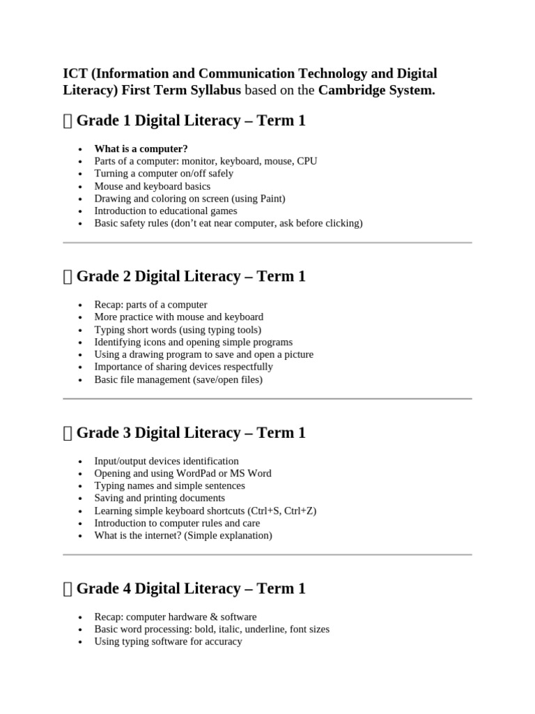 ICT and DL Syllabus | PDF | Operating System | Microsoft Word