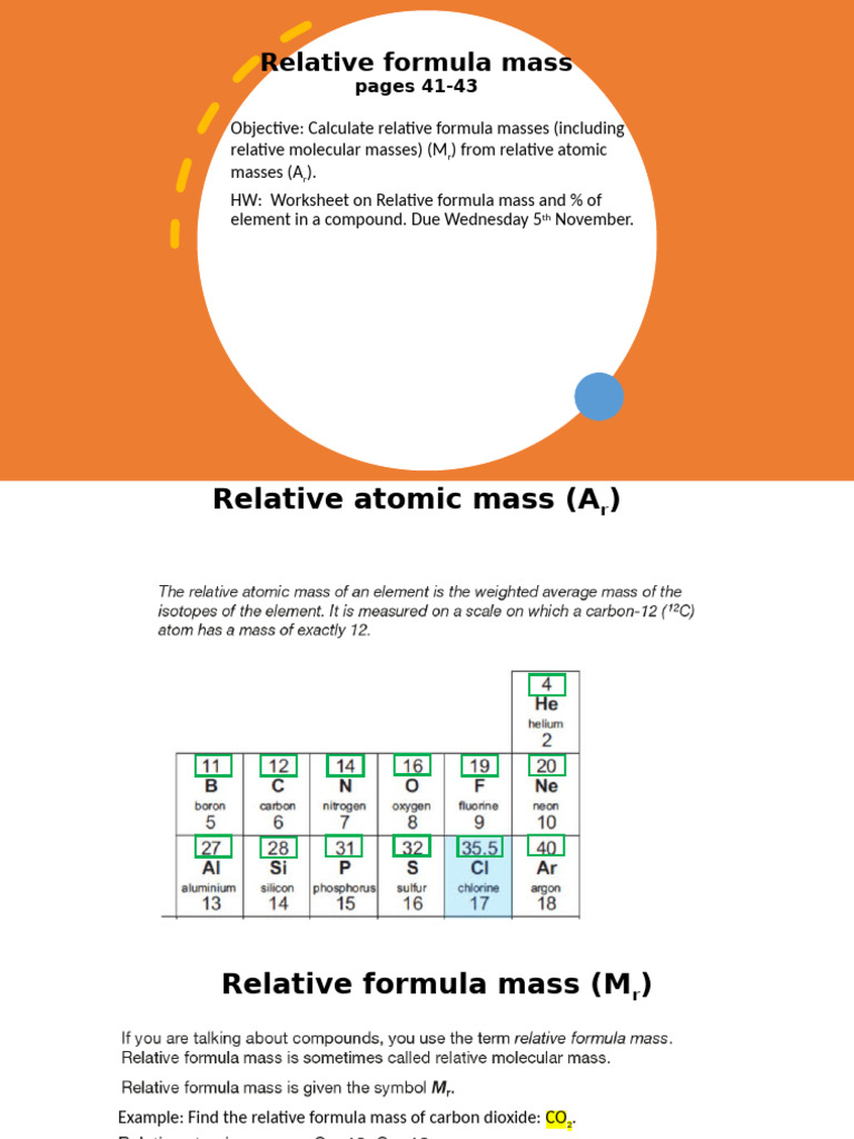 Calculate Relative Formula Masses | PDF