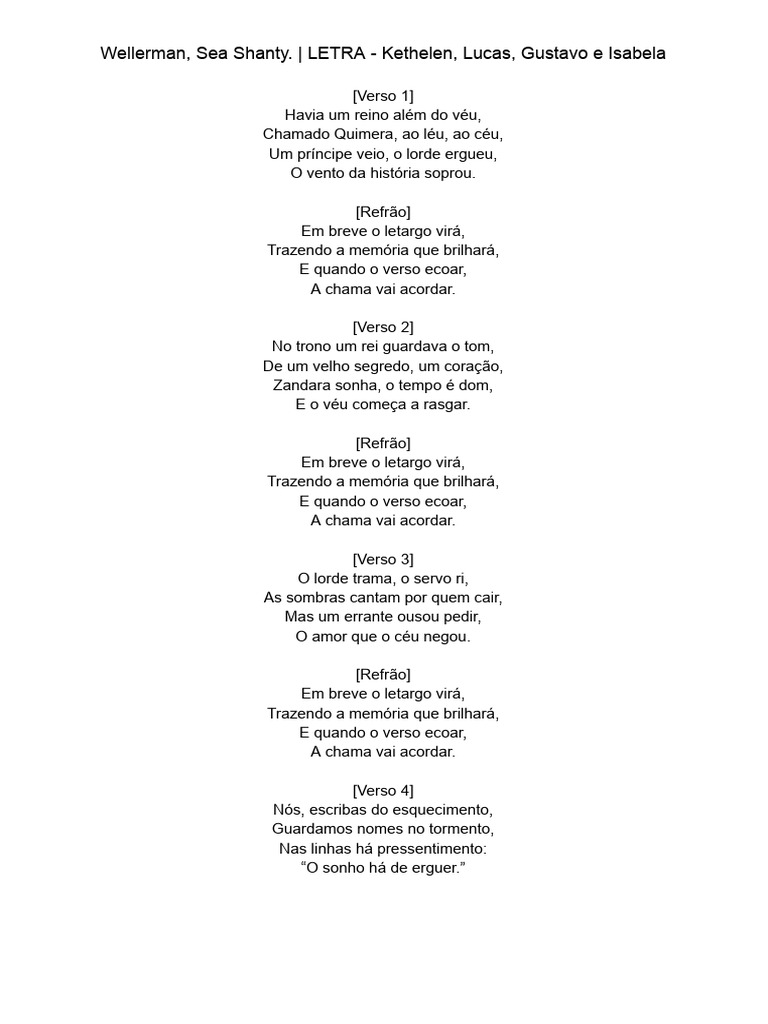 Letra da Canção 