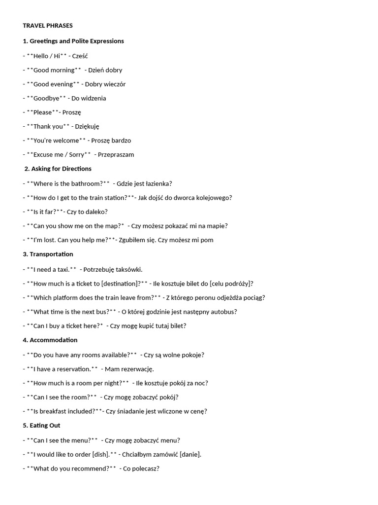Travel Phrases | PDF