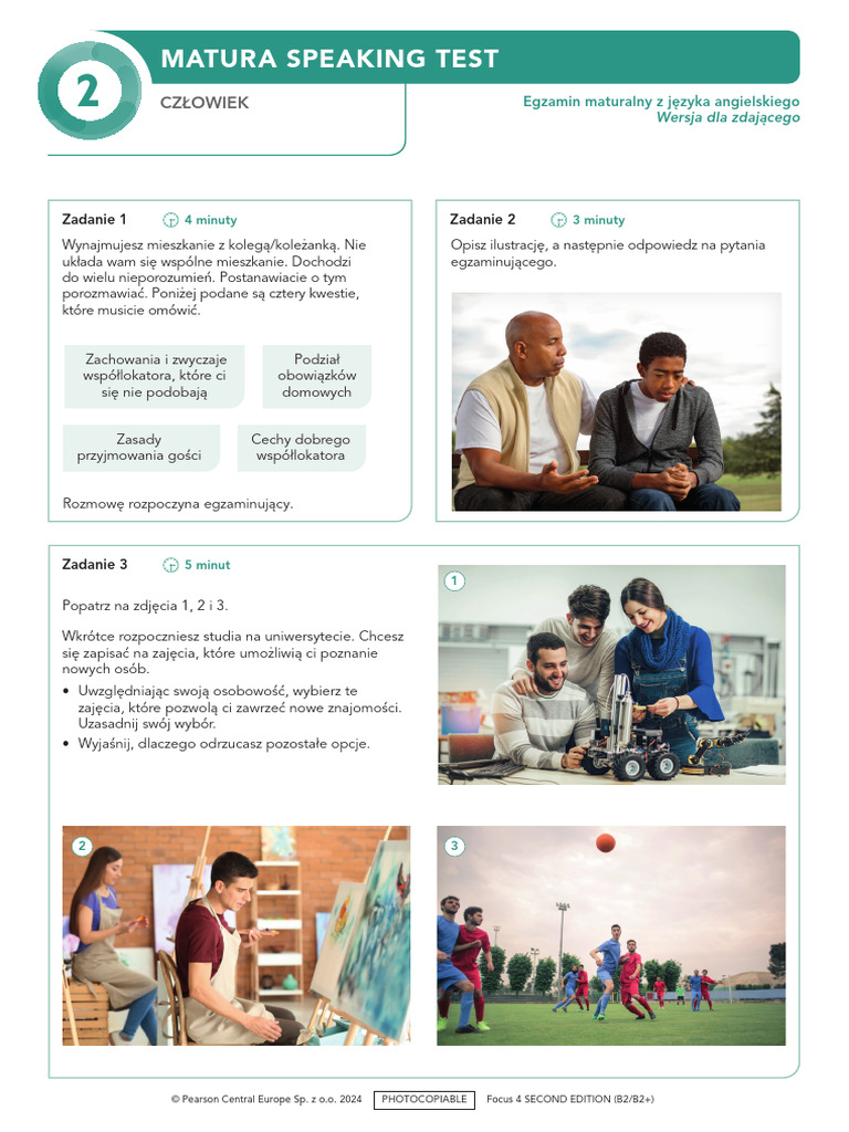 Focus4 2E Matura Speaking Unit 2 For Student | PDF