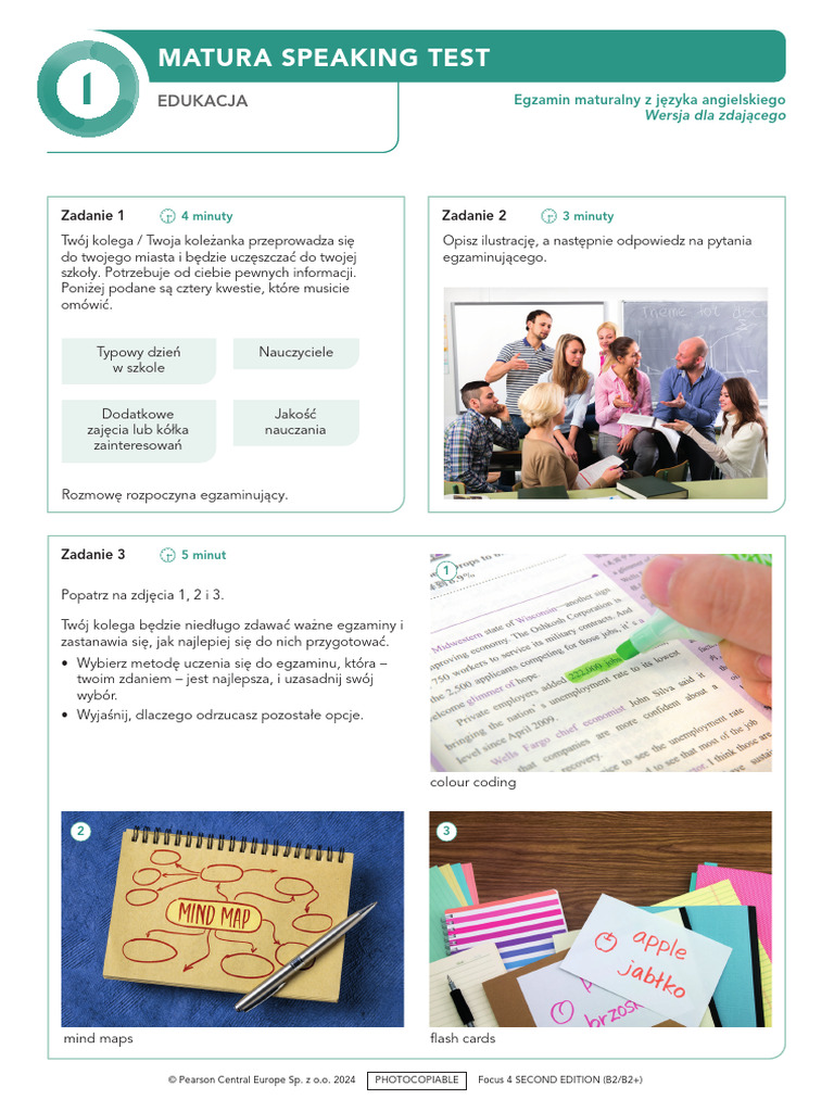 Focus4 2E Matura Speaking Unit 1 For Student | PDF