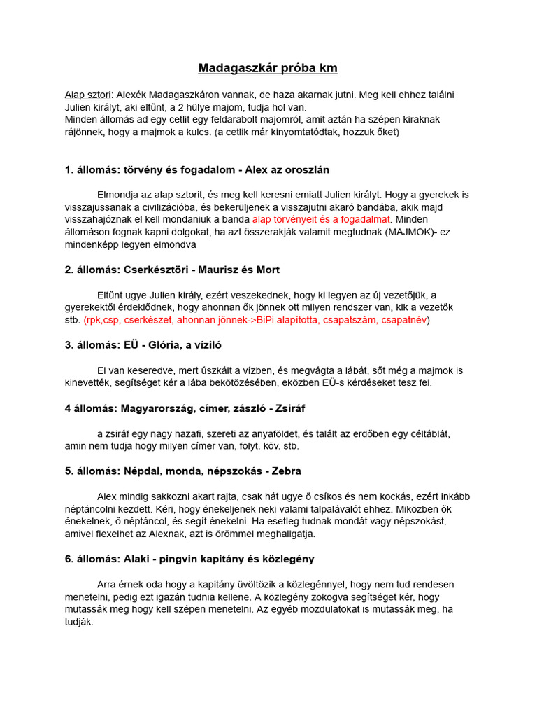 Madagaszkár Próba KM | PDF