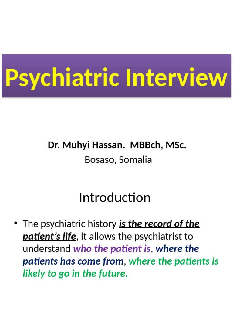 Comprehensive Guide to Psychiatric Interviews | PDF | Psychiatry ...