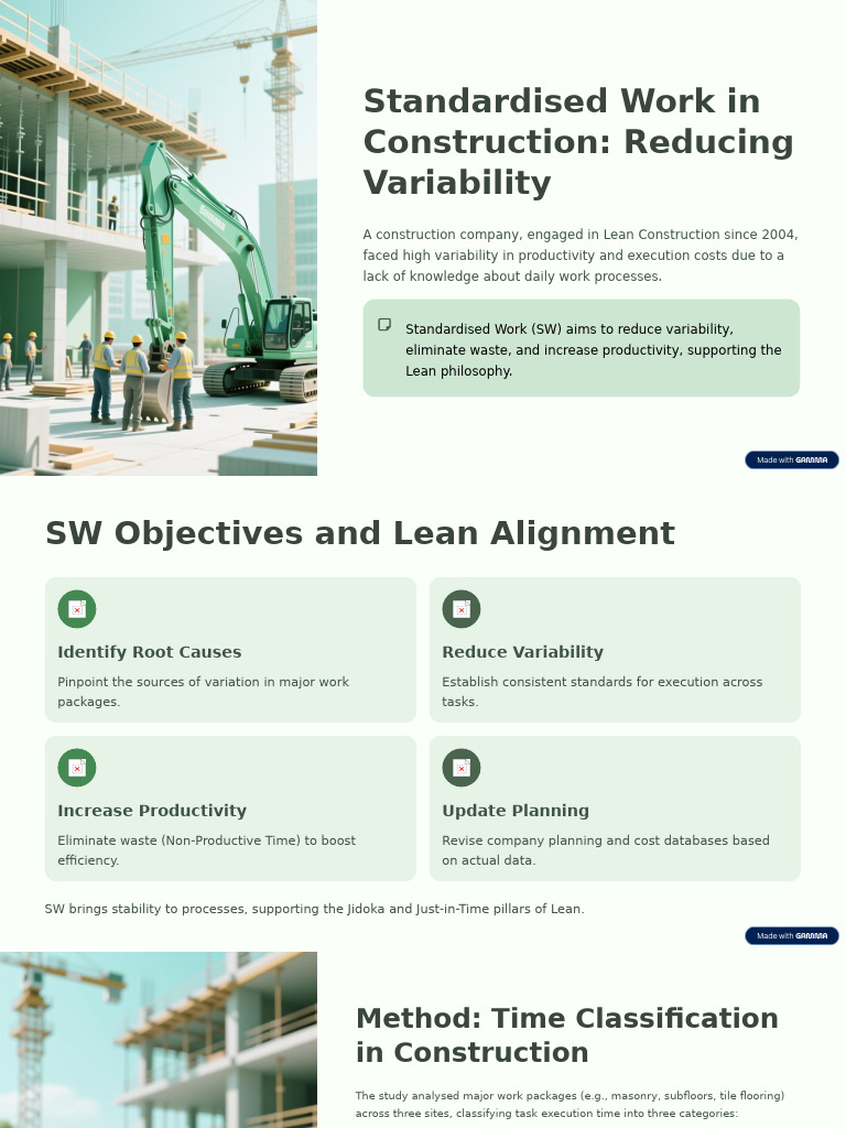 Standardised Work in Construction Reducing Variability | PDF | Lean ...