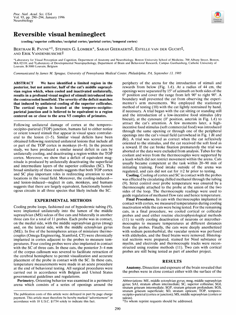 Reversible Visual Hemineglect in Cats | PDF | Cerebral Cortex ...