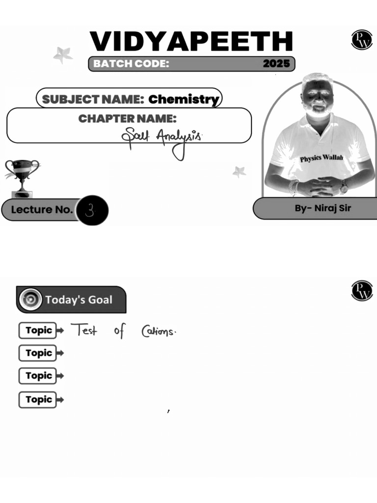 Salt Analysis - 03 - Class Notes - 12-LN152MA2025 - Print | PDF