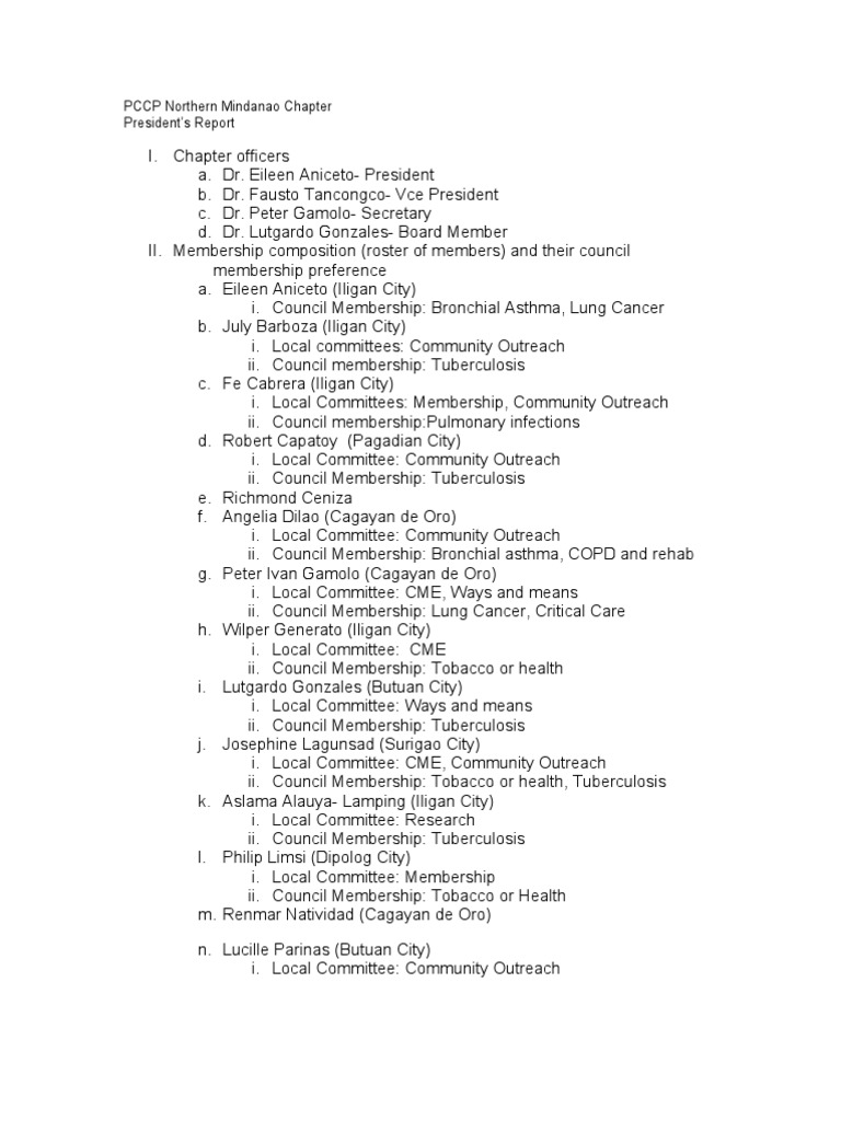 PCCP Northern Mindanao Chapter Report | PDF | Chronic Obstructive ...