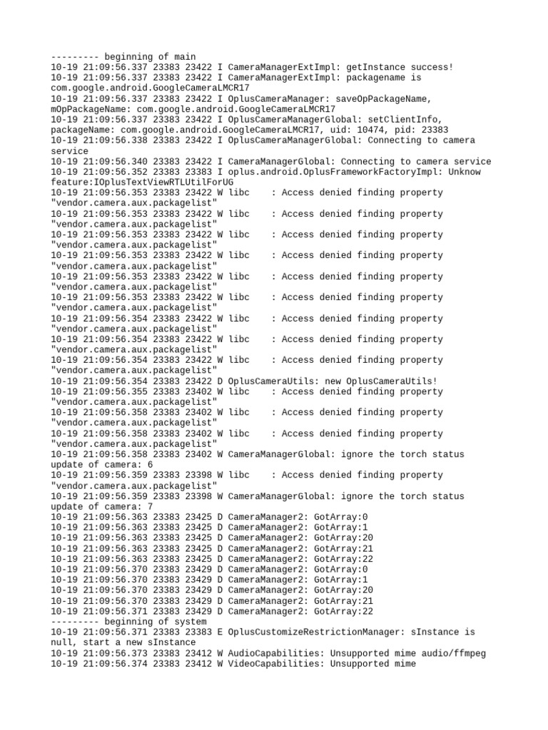 Camera Manager Log Analysis | PDF | Computing | Software