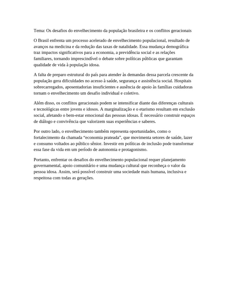 Desafios do Envelhecimento no Brasil | PDF