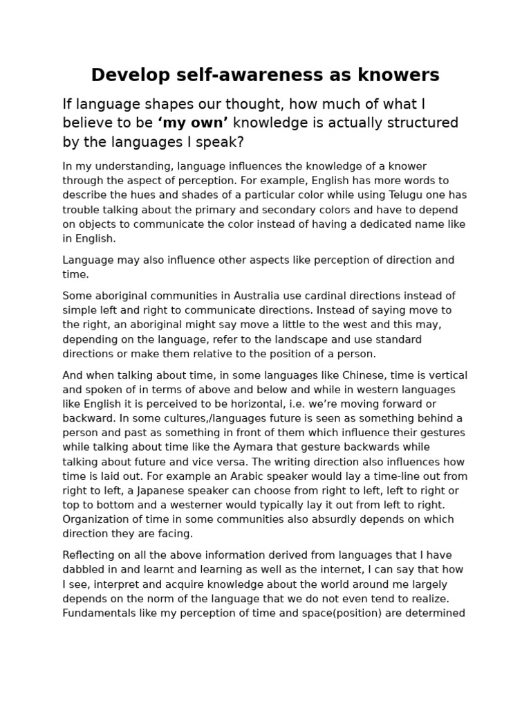 Language's Role in Shaping Knowledge | PDF