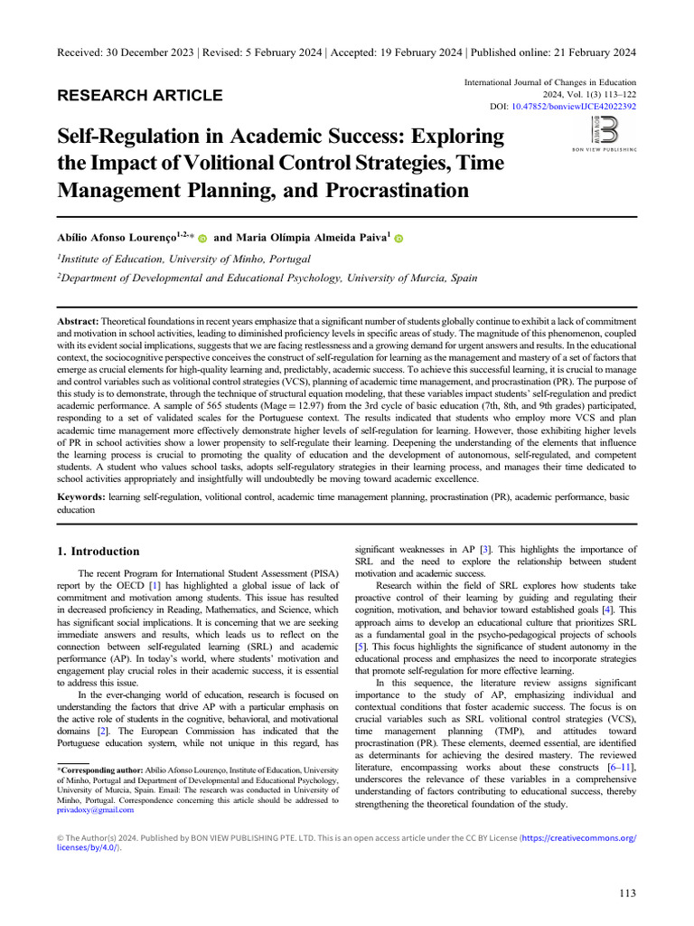 Self-Regulation in Academic Success | PDF | Metacognition | Self Efficacy