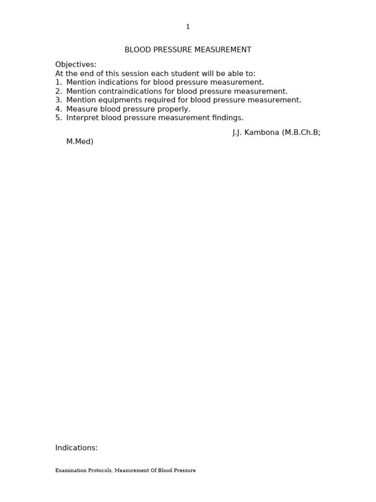 Blood Pressure Measurement Guide | PDF | Blood Pressure ...
