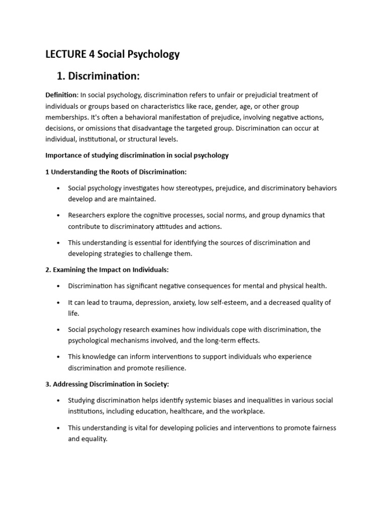 Understanding Discrimination | PDF | Prejudices | Discrimination
