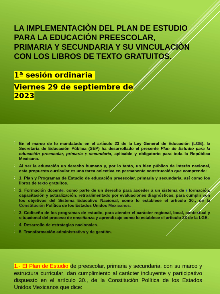 Plan de Estudio para Educación Básica en México | PDF | Educación de la ...