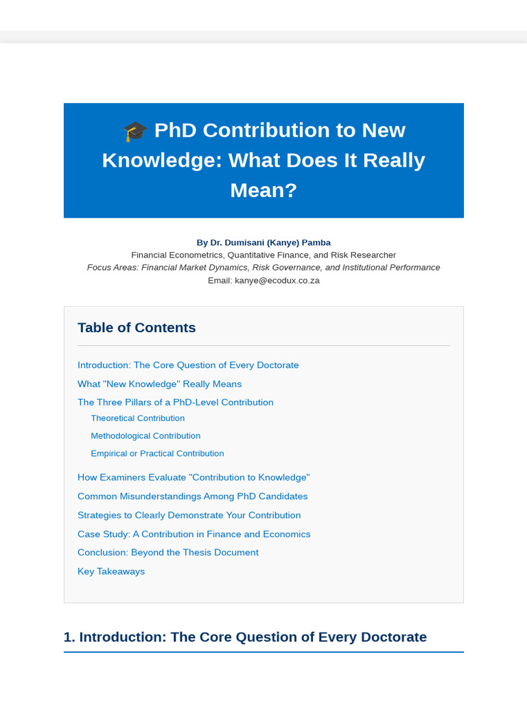 Understanding PhD Contributions to Knowledge | PDF | Methodology | Theory