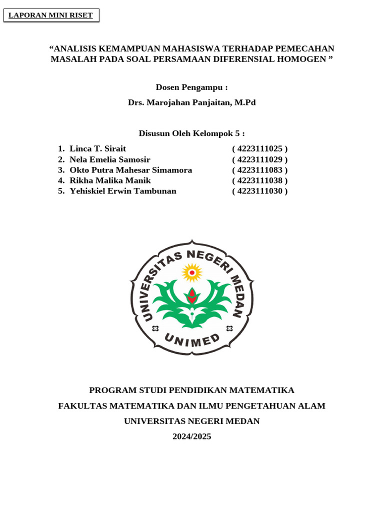 Analisis Kemampuan Mahasiswa PD Homogen | PDF