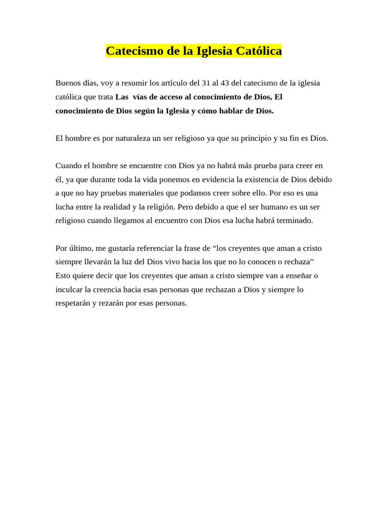 Catecismo de La Iglesia Católica | PDF