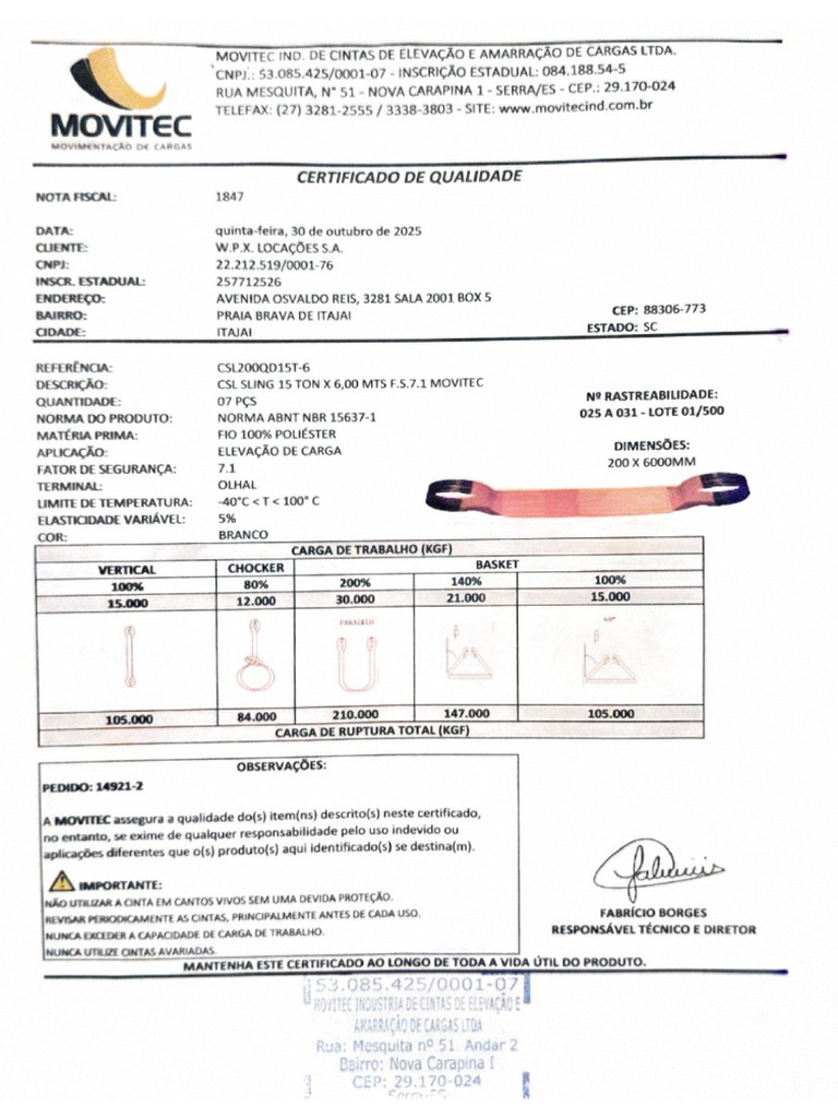 Certificado Cintas | PDF