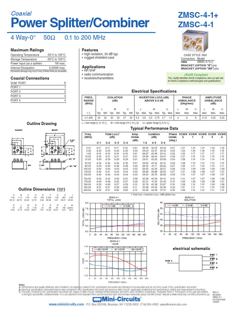 ZMSC-4-1 | PDF | Electronics | Electrical Engineering
