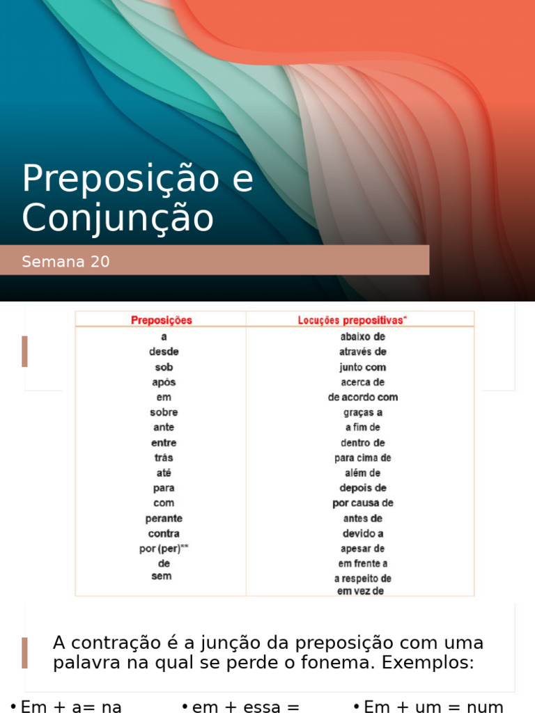 20 Semana Preposição e Conjunção | PDF | Linguística | Famílias ...