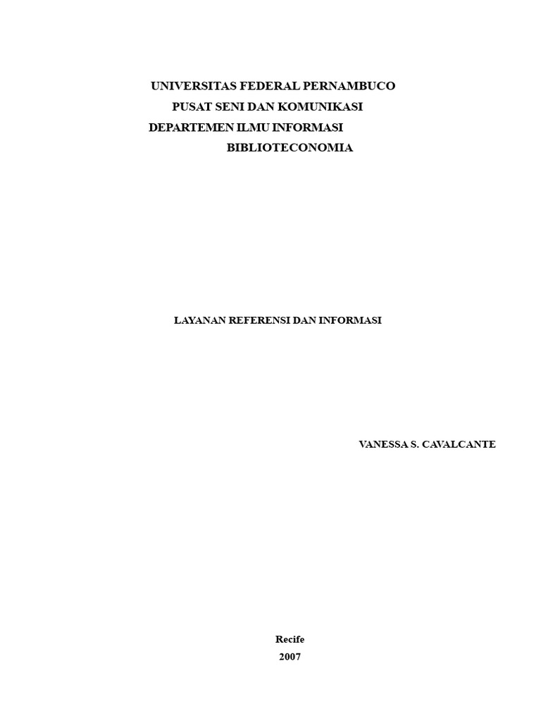 Layanan Referensi dan Informasi Perpustakaan | PDF