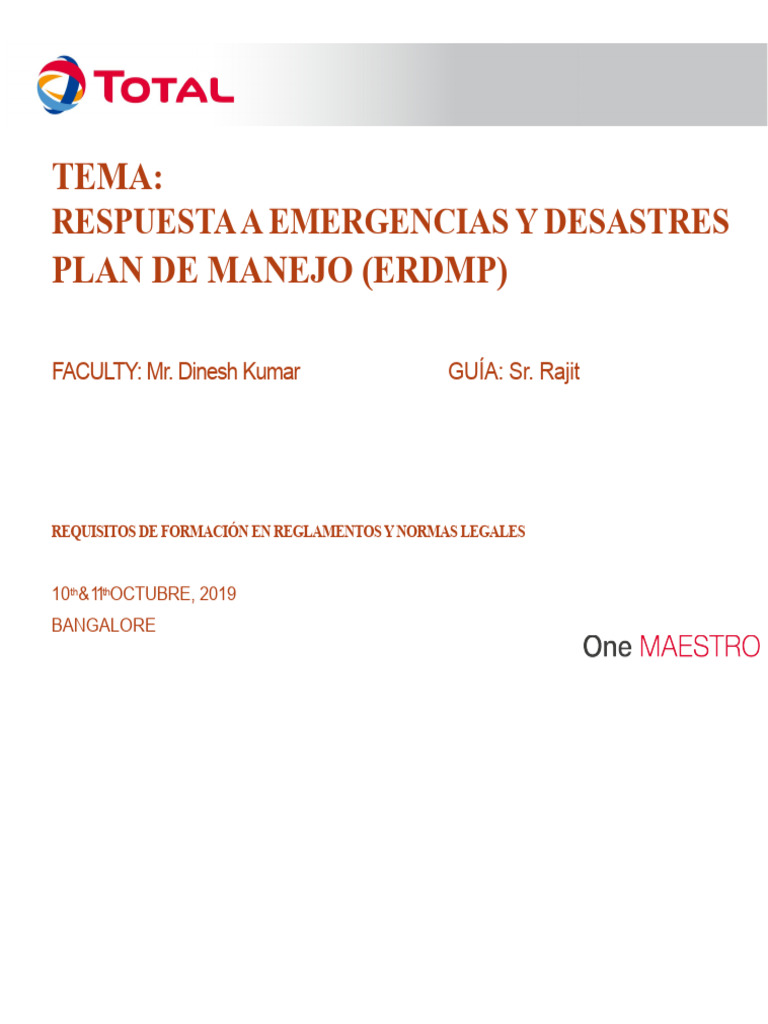 Plan de Manejo de Emergencias ERDMP | PDF | Desastres naturales | Gas ...