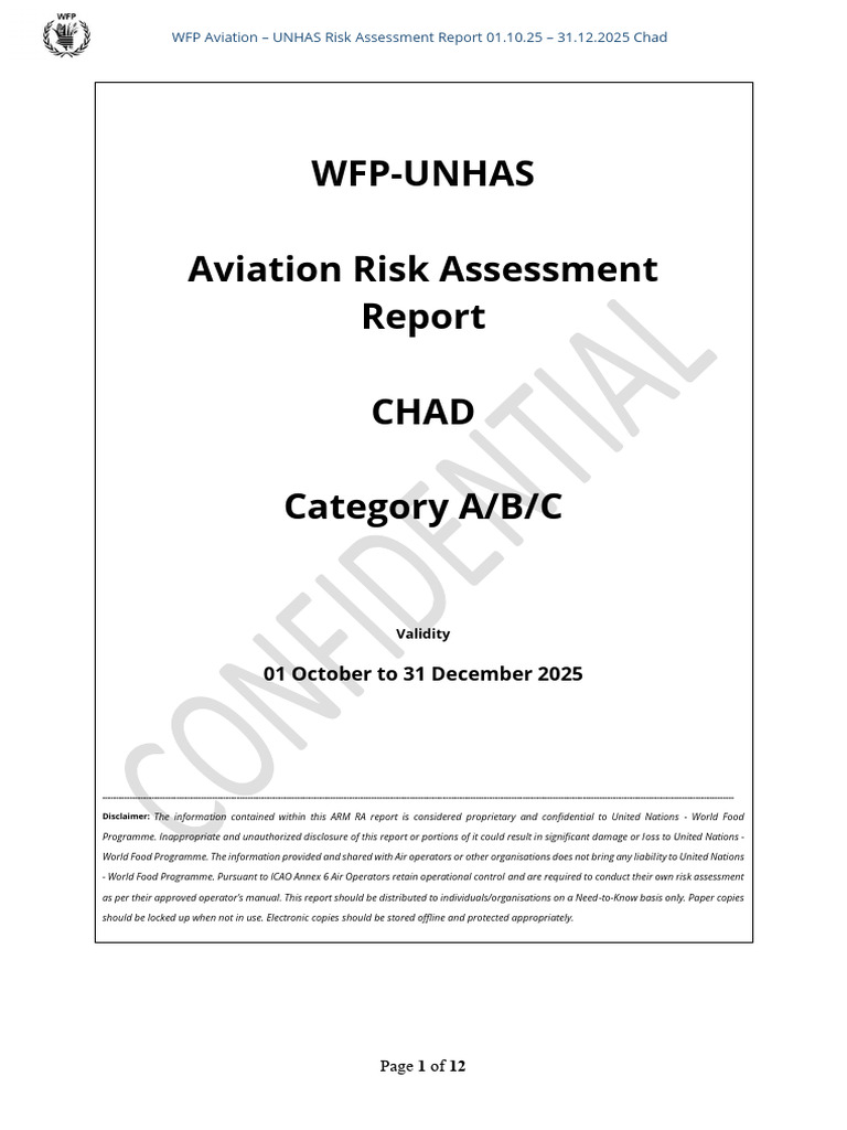 UNHAS Aviation Risk Assessment Chad 2025 | PDF