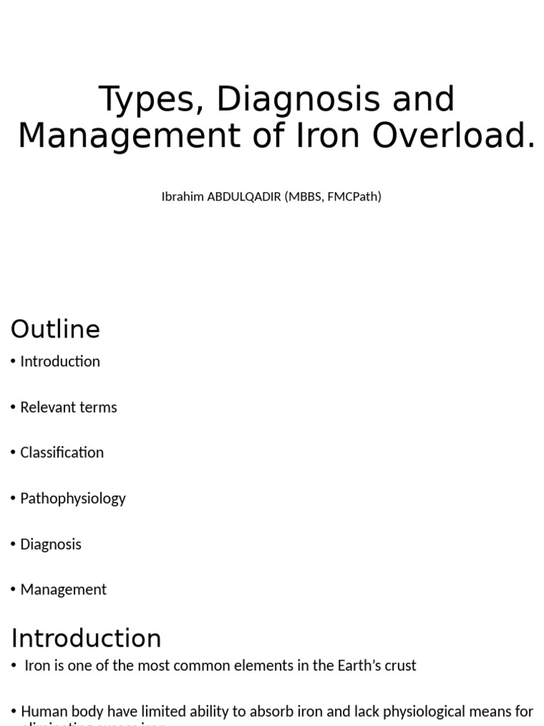 Iron Overload: Types, Diagnosis, Management | PDF | Iron | Clinical ...