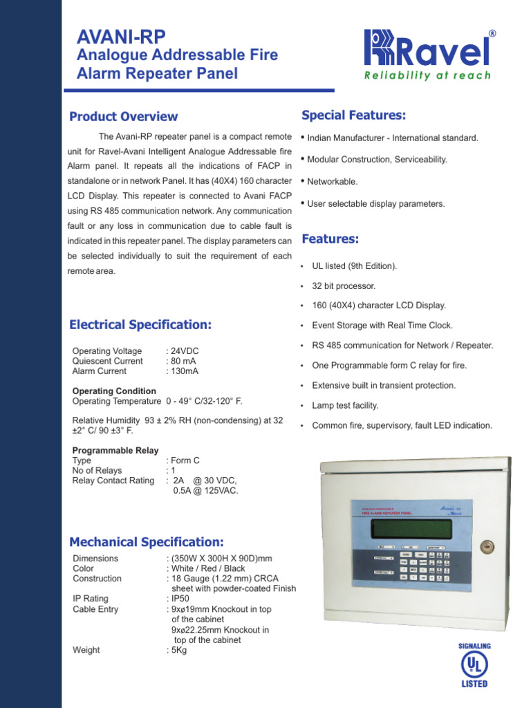 Avani-RP Fire Alarm Repeater Panel | PDF | Electronic Engineering ...