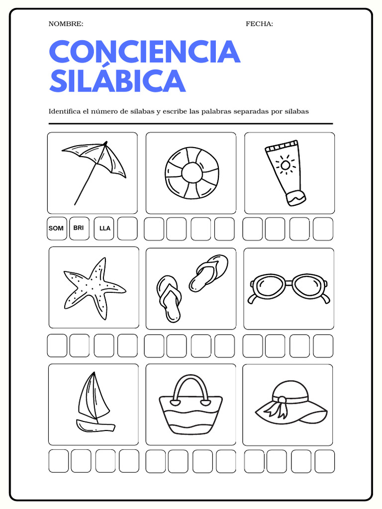 Hoja de Trabajo de Lenguaje Conciencia Silábica | PDF