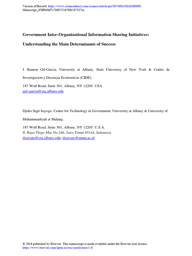 Success Factors in Government Data Sharing | PDF | Dependent And ...