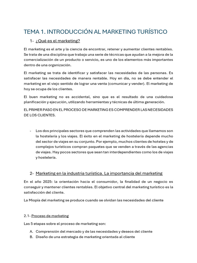 Tema 1. Introducción Al Marketing Turistico | PDF | Marketing ...