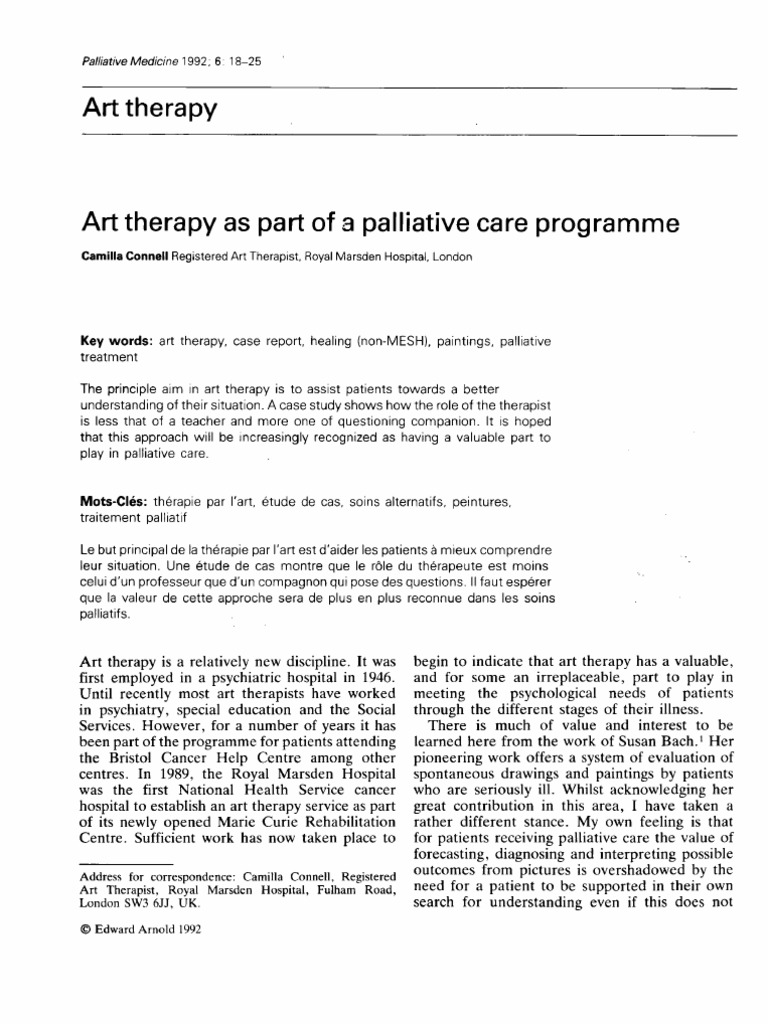 Art Therapy in Palliative Care Insights | PDF | Art Therapy | Psychotherapy