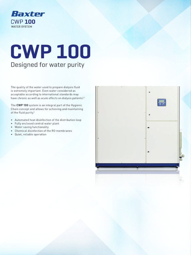 CWP 100 Dialysis Water Purity System | PDF | Water | Electricity