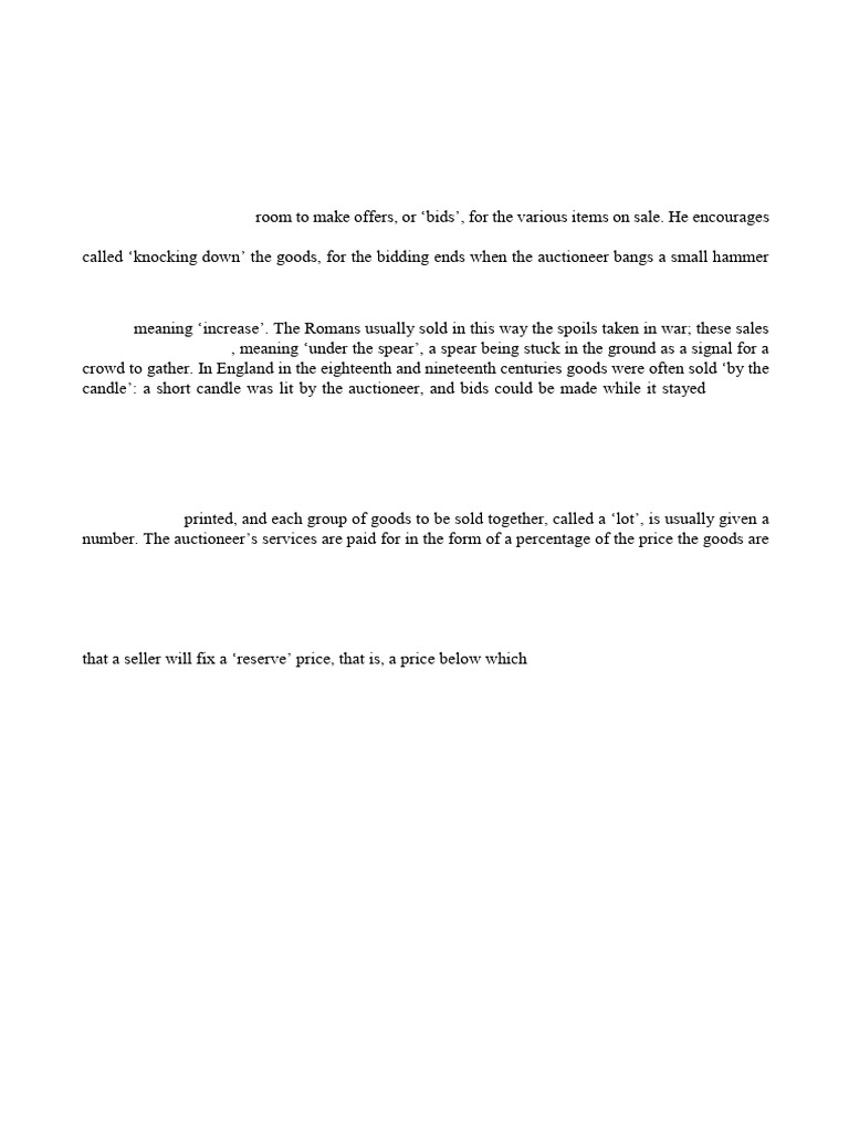 Auctioneer Practice Sheet | PDF | Auction | Financial Markets