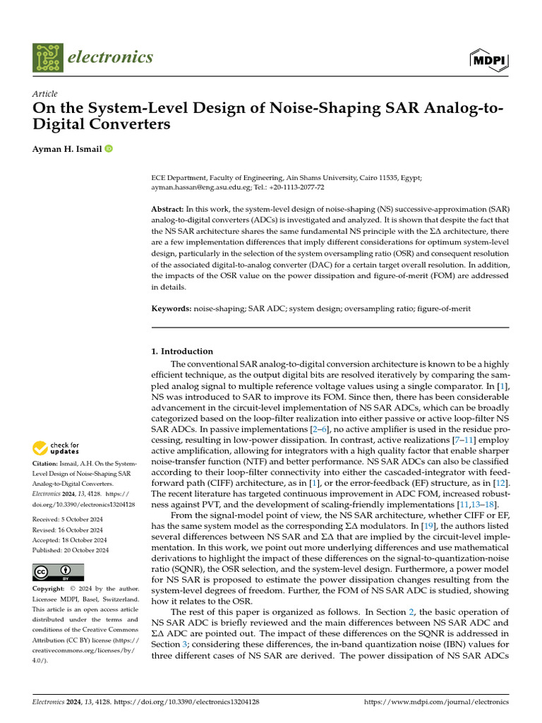 Noise-Shaping SAR ADC Design Insights | PDF | Analog To Digital ...