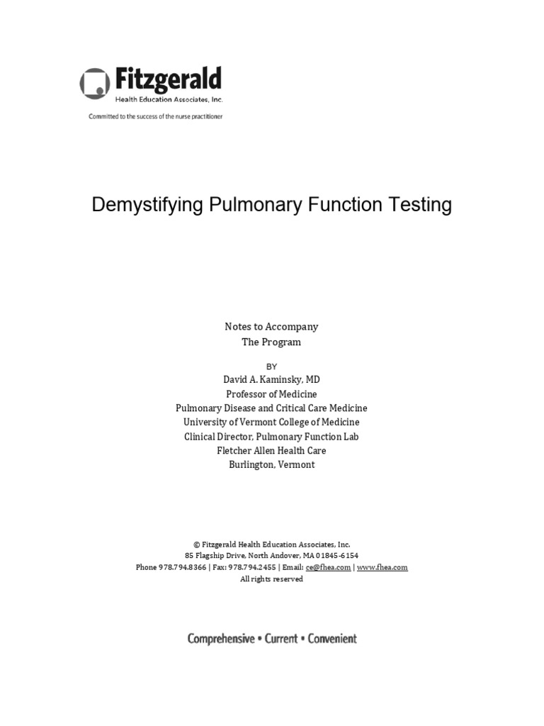 FHEA Pulmonary Function Testing | PDF | Chronic Obstructive Pulmonary ...