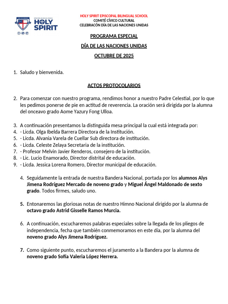 Programa Día de Las Naciones Unidas | PDF