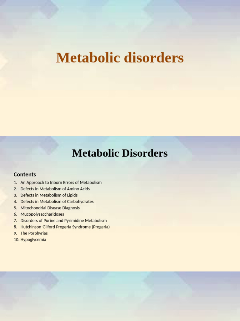 Understanding Metabolic Disorders | PDF | Metabolism | Human Diseases ...