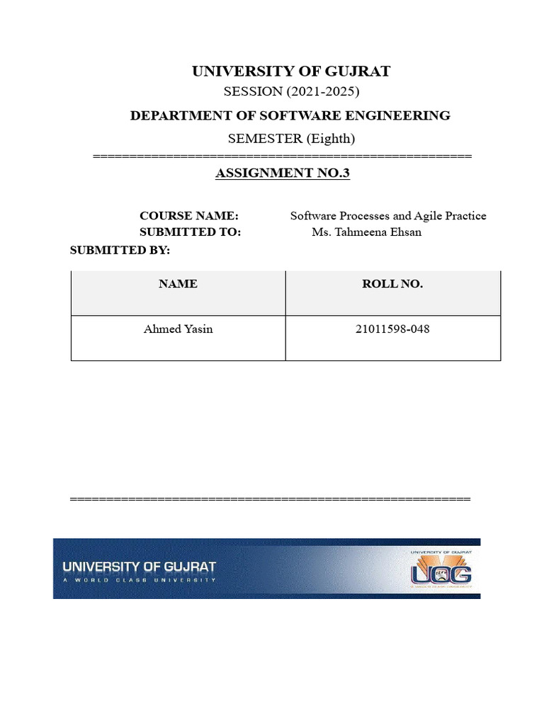 Software Processes Assignment - UOG 2021 | PDF