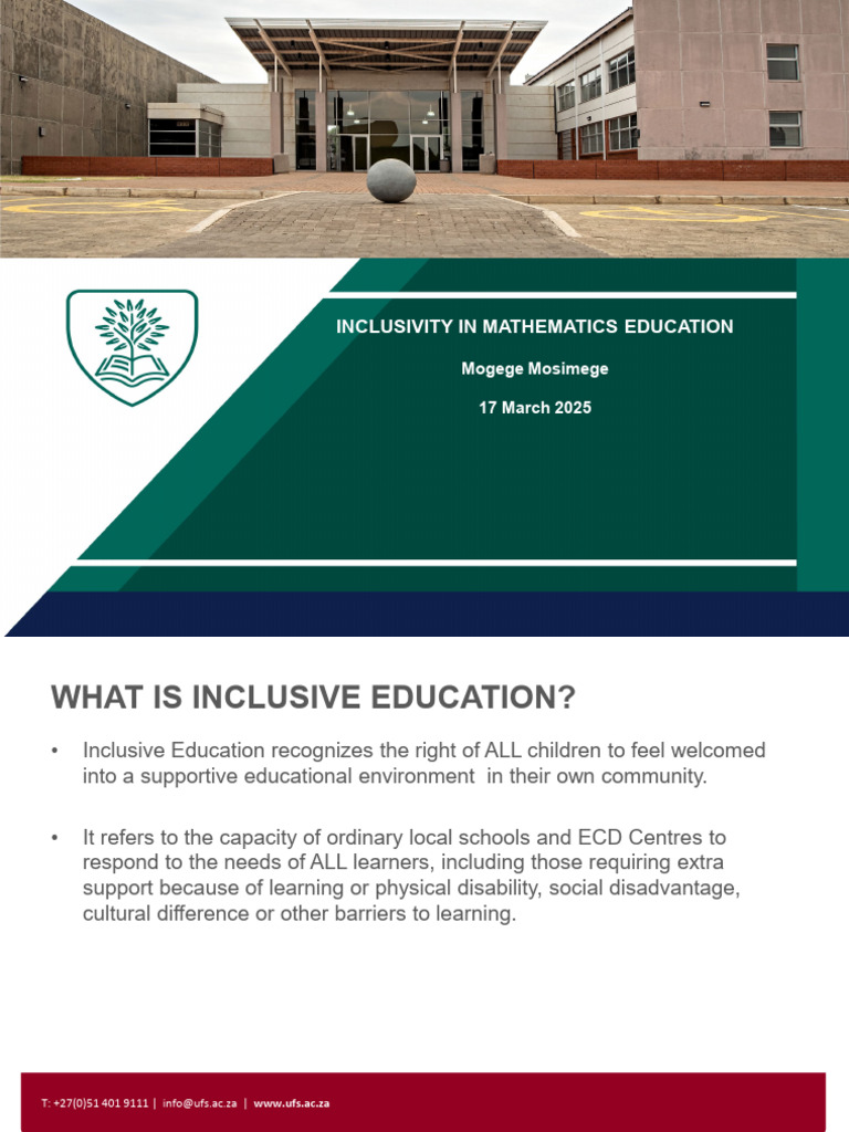 Inclusivity in Mathematics Education 170325 | PDF | Learning | Teachers