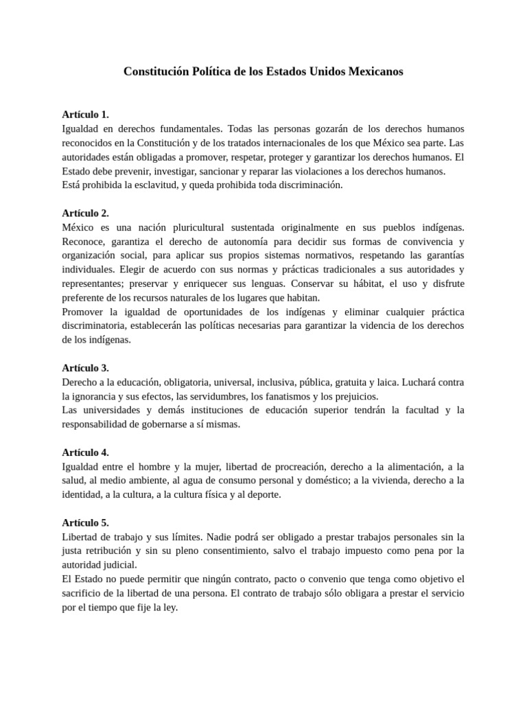 Constitución Política de Los Estados Unidos Mexicanos | PDF ...