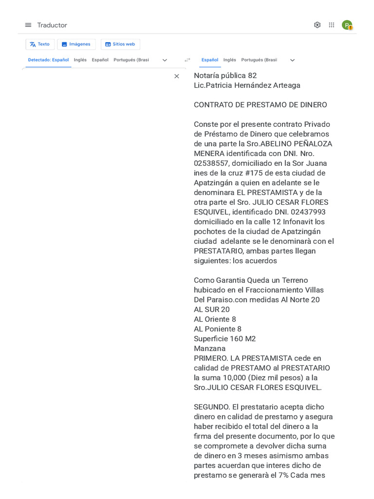 Contrato de Préstamo de Dinero | PDF | Derecho privado | Finanzas ...