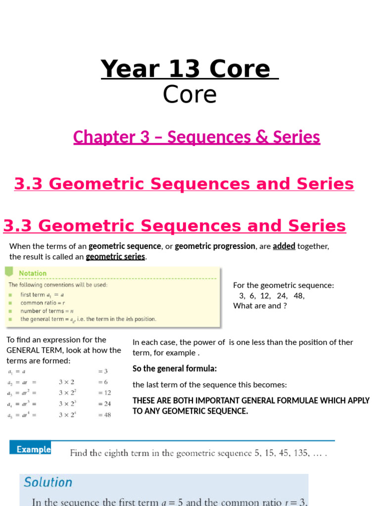3.3 Geometric Sequences and Series | PDF | Sequence | Elementary ...